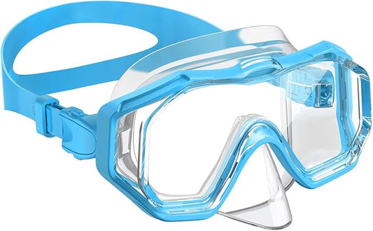 W WSTOO Kids Swim Goggles with Nose Cover,Snorkel Diving Swimming Mask for Youth 5-15,HD 3-Window Wide Vision Anti-Shattered Lens Anti-Fog&Leak