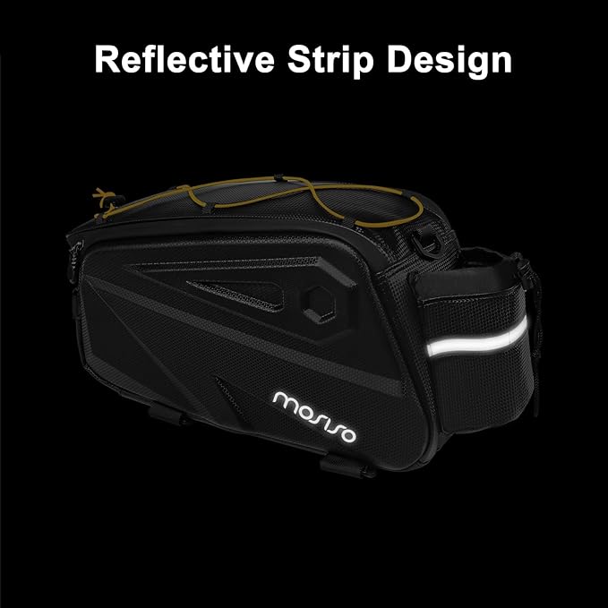 MOSISO Bike Rack Bag, Waterproof Bike Rear Rack Handbag Bicycle Trunk Bag, 14L EVA Mountain Bicycle Rear Seat Storage Saddle Pouch Cycling Luggage Pouch with Shoulder Strap, Yellow
