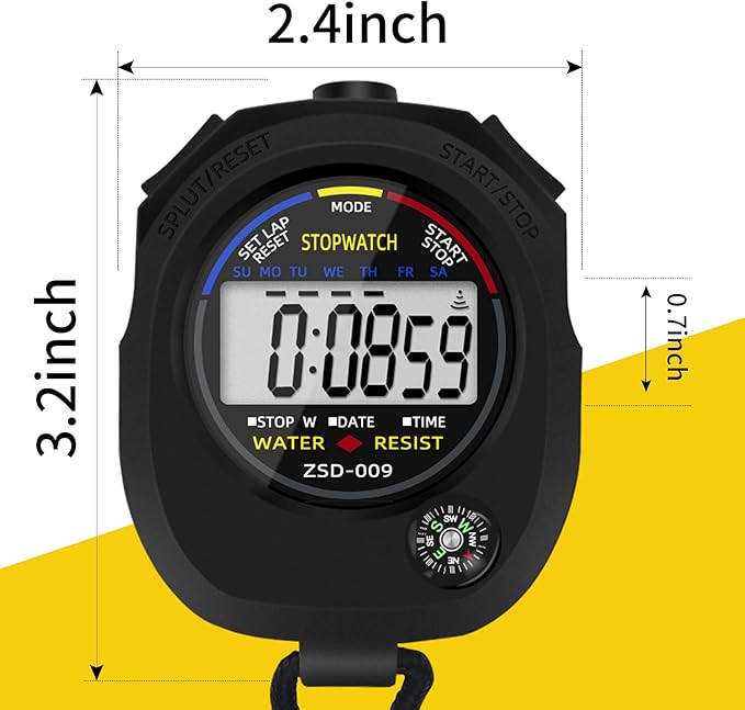 Multi-Function Electronic Digital Sport Stopwatch Timer, Large Display with Date Time and Alarm Function,Suitable for Sports Coaches Fitness Coaches and Referees (48 Pack)