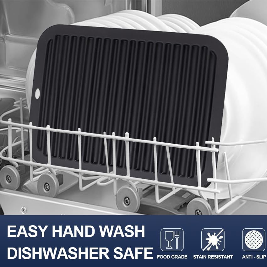 Trivets for Hot Dishes 4 - Pack Heat Resistant Pot Holders for Kitchen | Non - Slip Hot Pads for Hot Pots, Pans & Quartz Countertops | Black Kitchen Silicone Mats