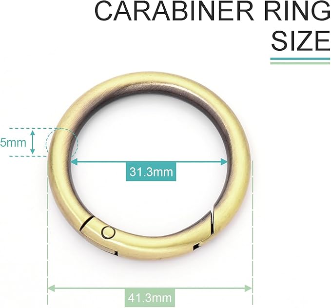 10 Pack 1-1/4Inch Trigger Spring O Rings, Metal Round Carabiner Clip Snap Hook, Spring Keyring Buckles for Replacement Purse Strap, Paracord Lanyard Clips, Keychain Rings Hardware DIY Crafts Making