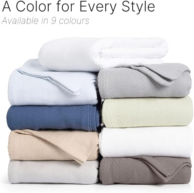 100% Cotton Herringbone Blankets, 108"X90" King, Throw Blanket for Bed All Season Cotton Blanket, Cozy Blanket,Throws & Bed Blanket, Throw Blanket for Couch, Modern Home Decor -Scottish Grey