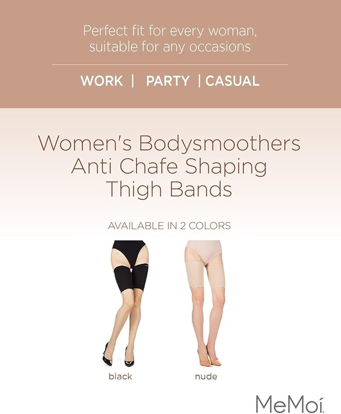 MeMoi Women's Bodysmoothers Anti Thigh Chafing Thigh Bands, Prevents Chafing, Eliminates Irritation and Friction - Sizes S-Q1