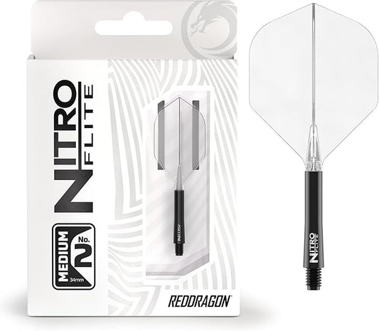 RED DRAGON Darts – Nitro Flite Integrated Flight & Shaft System – No.2 Shape and Design - Available in Short, Intermediate & Medium - Available in Variety of Colours - Professional Darts Accessories