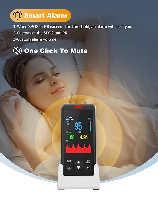 Pulse Oximeter Fingertip Infant Pulse Oximeter Overnight for Kids Handheld Blood Oxygen Saturation Monitor for SpO2 and Pulse Rate Continuous Infant Monitoring Baby Oxygen Monitor & Adult Finger Spot