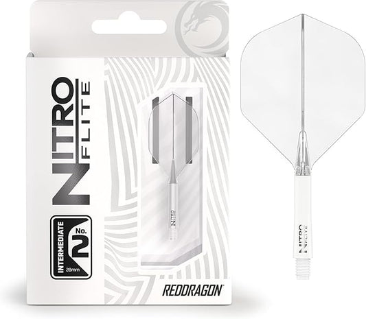 RED DRAGON Darts – Nitro Flite Integrated Flight & Shaft System – No.2 Shape and Design - Available in Short, Intermediate & Medium - Available in Variety of Colours - Professional Darts Accessories