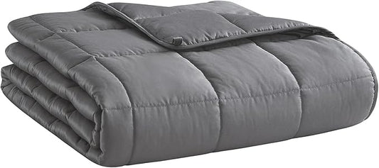 L'AGRATY Weighted Blanket for Adults- Dark Grey, 48"x72", 15lbs, Twin Full Size Heavy Throw Blanket, Cooling, Breathable, Microfiber with Glass Beads, Big, Washable, All-Season