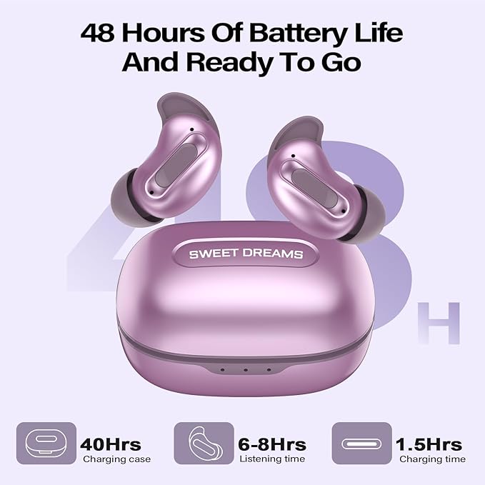 Sleep Earbuds, Mini ANC Wireless Earbuds Bluetooth 5.4 Headphones Deep Bass Stereo, 48H Playtime Ear Buds, 4 ENC Noise Cancelling Mic, In Ear IP7 Waterproof Earphones for Side Sleepers,Touch Control