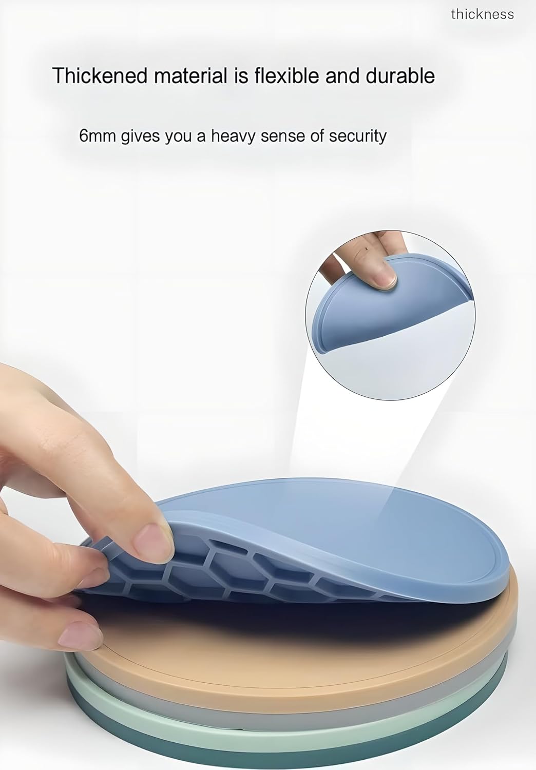 5-Pack Silicone Trivet Mats for Hot Pots, Pans & Dishes – Non-Slip Heat Resistant Round Placemats, Kitchen Counter Protectors & Coasters (Home Essentials Fog Blue 6.3"*6.3"*0.24")