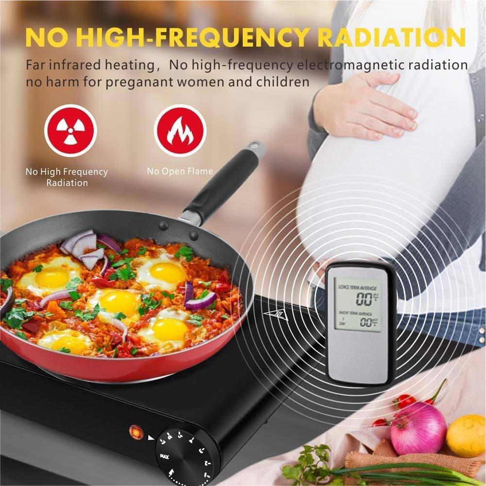 1800W Dual Infrared Burner Electric Hot Plate, High Power for Fast Cooking, 7 Inch Ceramic Glass Portable Electric Stove with Adjustable Temperature Control, Upgraded Version