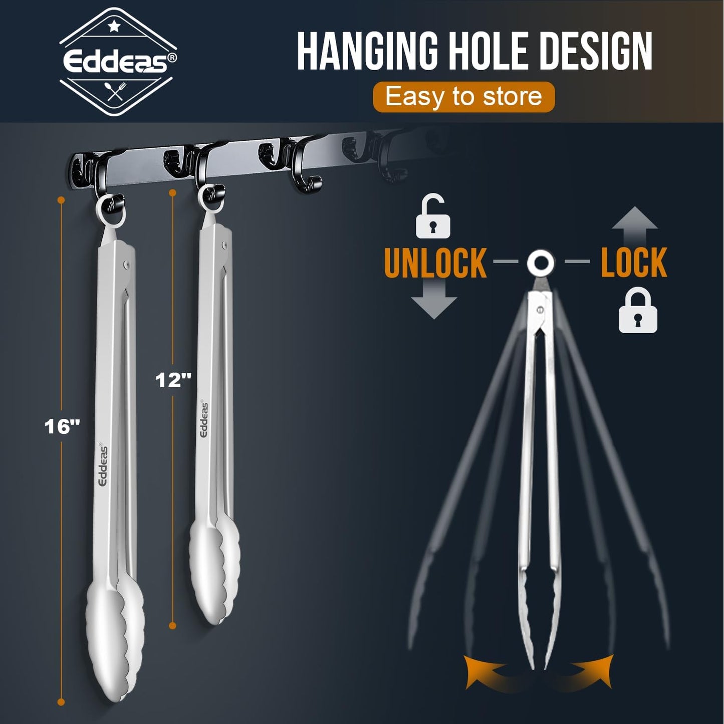 Grill Tongs, Heat Resistant 600 Degrees 17 & 12 Inch Extra Long BBQ Tongs, All Metal Kitchen tongs, Stainless Steel Locking tong for Cooking, Grilling, Barbecue/BBQ, Buffet, Set of 2