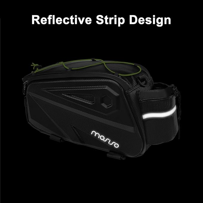 MOSISO Bike Rack Bag, Waterproof Bike Rear Rack Handbag Bicycle Trunk Bag, 14L EVA Mountain Bicycle Rear Seat Storage Saddle Pouch Cycling Luggage Pouch with Shoulder Strap, Lime Green