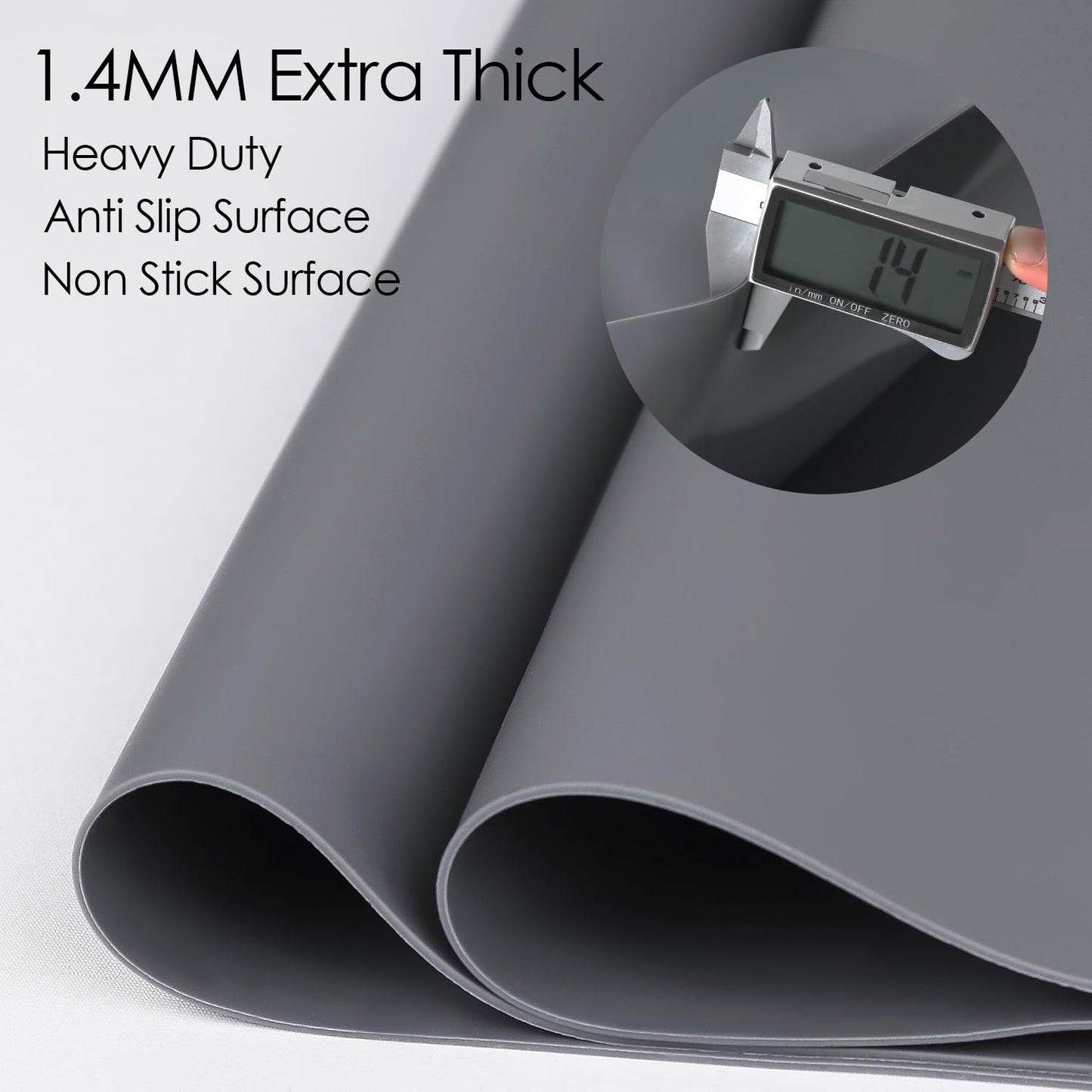 Extra Large Silicone Mat, 31.5x23.6 Large Silicon Placemats for Kids, Heat Resistant Matt for Kitchen Counter Non-Stick Table Mat for Dough and Pastry, Silicone Craft Mat for Kids, Dark Gray