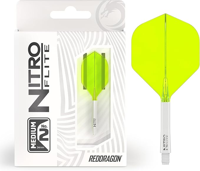 RED DRAGON Darts – Nitro Flite Integrated Flight & Shaft System – No.2 Shape and Design - Available in Short, Intermediate & Medium - Available in Variety of Colours - Professional Darts Accessories
