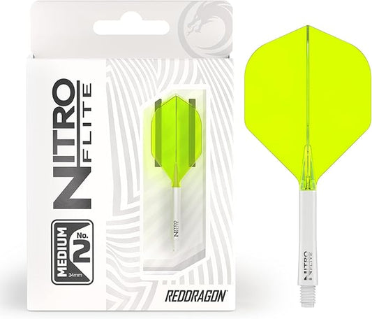 RED DRAGON Darts – Nitro Flite Integrated Flight & Shaft System – No.2 Shape and Design - Available in Short, Intermediate & Medium - Available in Variety of Colours - Professional Darts Accessories