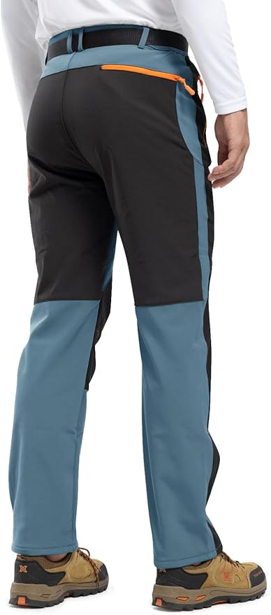 Rdruko Men's Snow Ski Pants Waterproof Insulated Winter Outdoor Snowboard Hiking Fleece Pants with Belt