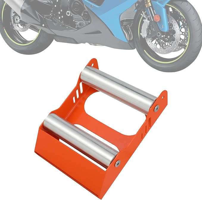 Motorcycle Wheel Cleaning Stand Universal Wheel Roller Stand for Tire Cleaning & Chain Lubrication Heavy Duty Paddock Stand for Street Bike (Motorcycle < 700 LB & Tire Width <260 mm) Orange