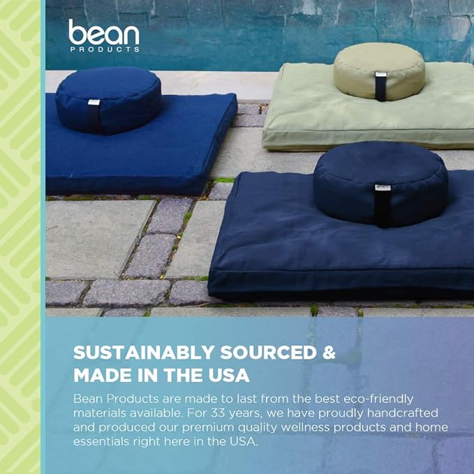 Bean Products Zafu Meditation Pillows for Sitting on Floor, Yoga Cushion, Cotton/Buckwheat Fill Yoga Pillow, Zafu Meditation Cushion, Zen Kneeling Prayer Pad- Made in USA - 14" Round - RED