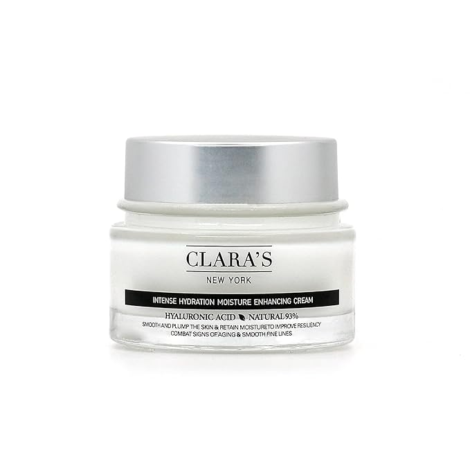 CLARA'S NEW YORK | Vegan Hyaluronic Acid Facial Cream | with Panthenol, Shea Butter | Intense Hydration Moisture Enhancing Smooth, Plump, Rich | Non-sticky, Fast-absorbing Formula | 50ml MADE IN US