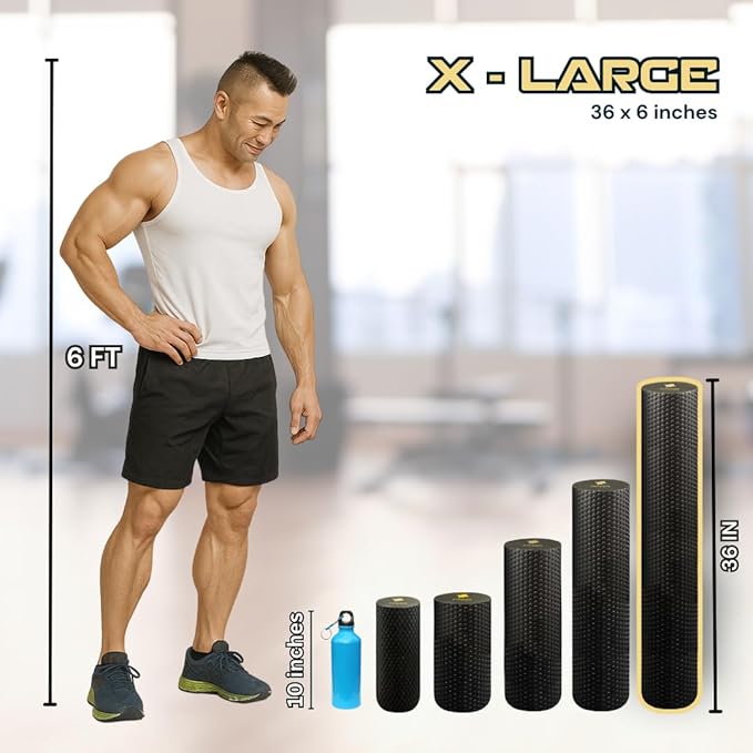 FitNation Foam Roller – High-Density Foam Muscle Roller – Textured Foam Rollers for Muscle Massage, Stretching, Pilates, Yoga