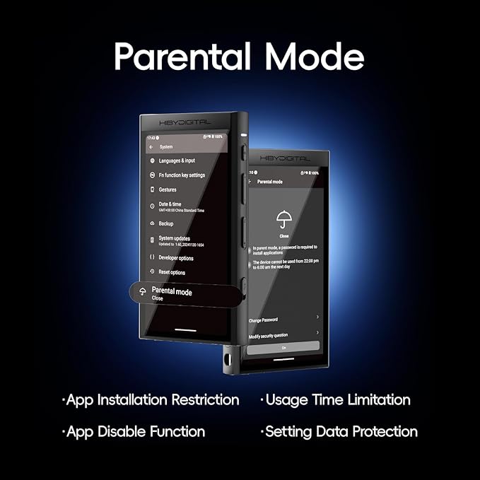 HiBy Digital M300 Music Player with Speaker Android 13 OS SD665 Soc Bluetooth WiFi and FM 1280x640 Resolution IPS Display Supports PCM768k DSD256 32G+2TB Expandable Memory Silver