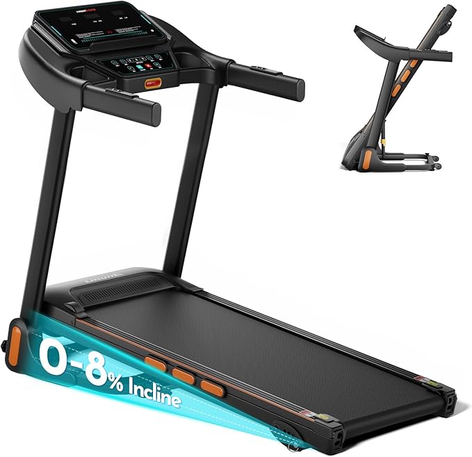 Treadmill for Home, 3.0HP Folding Treadmill with Incline, 300 lbs Capacity, Bluetooth & Heart Rate Sensor, Space-Saving Design