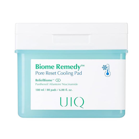 UIQ Biome Remedy Pore Reset Cooling Pad, Hydrating & Cooling Korean Toner Pads, Instant Cooling for Dry, Overheated skin, Pore Care with Panthenol, Allantoin, Niacinamide 80 Pads, 6.08 fl. oz.