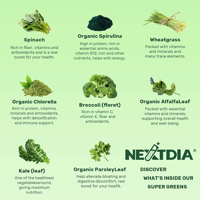 Super Greens Gummies, Greens Superfood Powder Alternative w/Spirulina, Chlorella, Prebiotic Fiber, Probiotic, Fruit Veggie, Daily Fruit Vegetable for Digestive & Gut Health, Immunity, Focus, 120 Cts