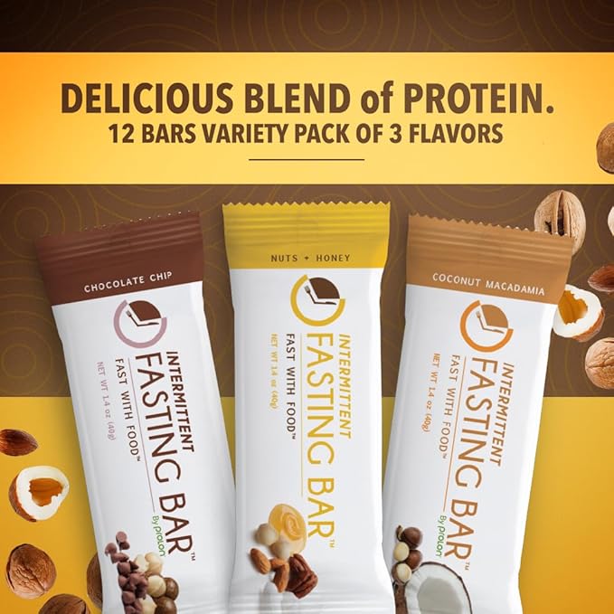 Prolon Fast Bars | Keto, Gluten Free, Dairy Free, Plant Based Protein, For Intermittent Fasting | Developed to Not Break a Fast | Variety Pack | Nuts & Honey, Chocolate Chip, Coconut Macadamia, 24 Ct
