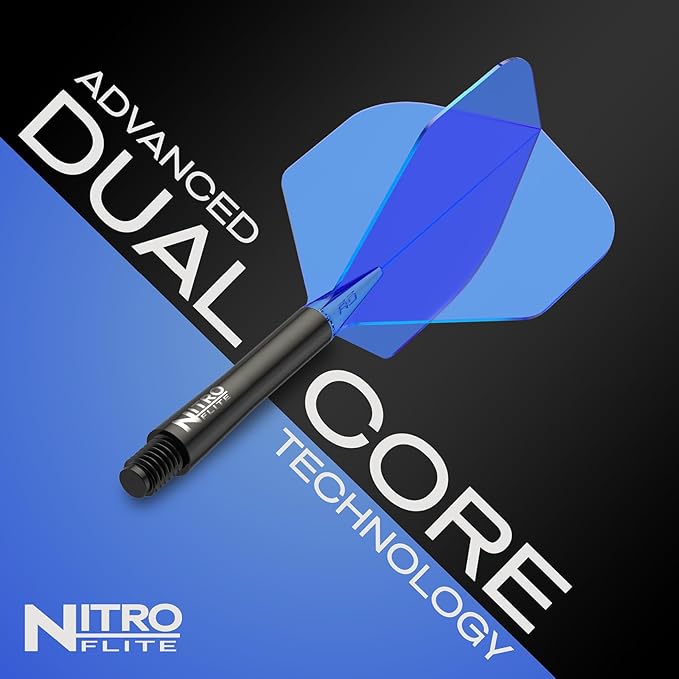 RED DRAGON Darts – Nitro Flite Integrated Flight & Shaft System – No.2 Shape and Design - Available in Short, Intermediate & Medium - Available in Variety of Colours - Professional Darts Accessories