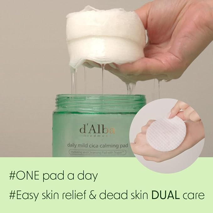 d'alba Piedmont Daily Mild Cica Calming Pad, Calming and Soothing Pads, Gentle Exfoliation
