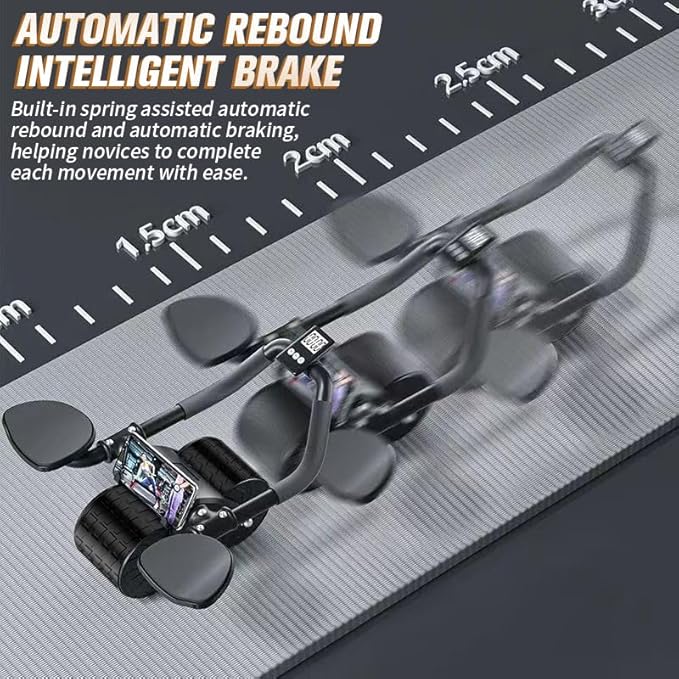 2024 New Ab Roller Wheel with Timer & Knee Mat,Automatic Rebound Abdominal Wheel with Elbow Support Ab Workout Equipment for Strengthening Core Muscles Abs Exercise Roller for Women Men