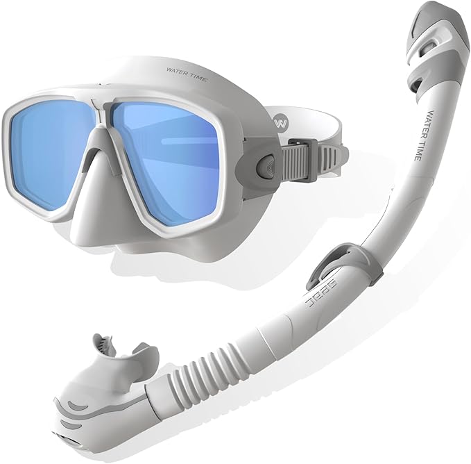 WATERTIME Snorkeling Gear for Adults, Dry Top Snorkel Set with Anti-Fog Panoramic Diving Mask & Waterproof Design, Adult Snorkel Mask for Snorkeling and Scuba Diving