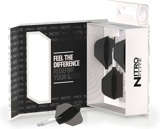 RED DRAGON Darts – Nitro Flite Integrated Flight & Shaft System – No.2 Shape and Design - Available in Short, Intermediate & Medium - Available in Variety of Colours - Professional Darts Accessories