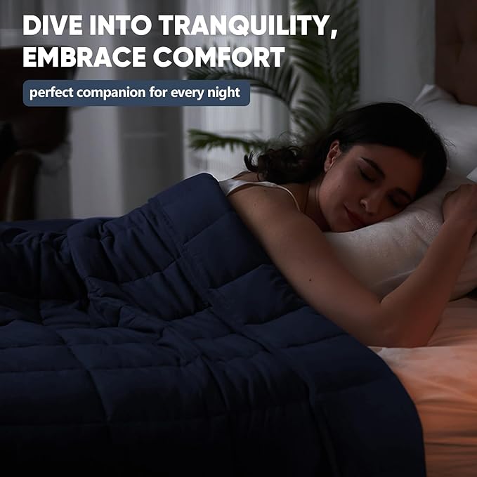 yescool King Size Weighted Blanket for Adults (20 lbs, 80” x 87”, Blue) Cooling Heavy Blanket for Sleeping Perfect for 190-210 lbs, Breathable Blanket for Adults & Couple All Season, Machine Washable