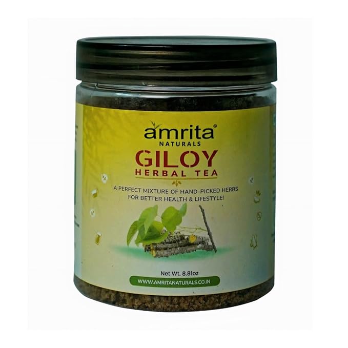 Amrita Naturals Giloy Guduchi Herbal Tea 250g Instant Herbal Powder Caffeine Free Vegan Natural Detox Blend No Artificial Colors or Flavors Plant Based Herbal Mix