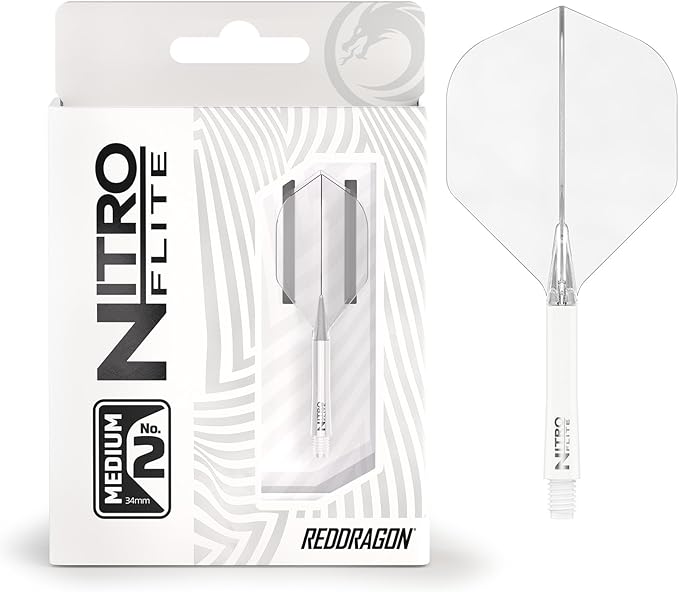 RED DRAGON Darts – Nitro Flite Integrated Flight & Shaft System – No.2 Shape and Design - Available in Short, Intermediate & Medium - Available in Variety of Colours - Professional Darts Accessories