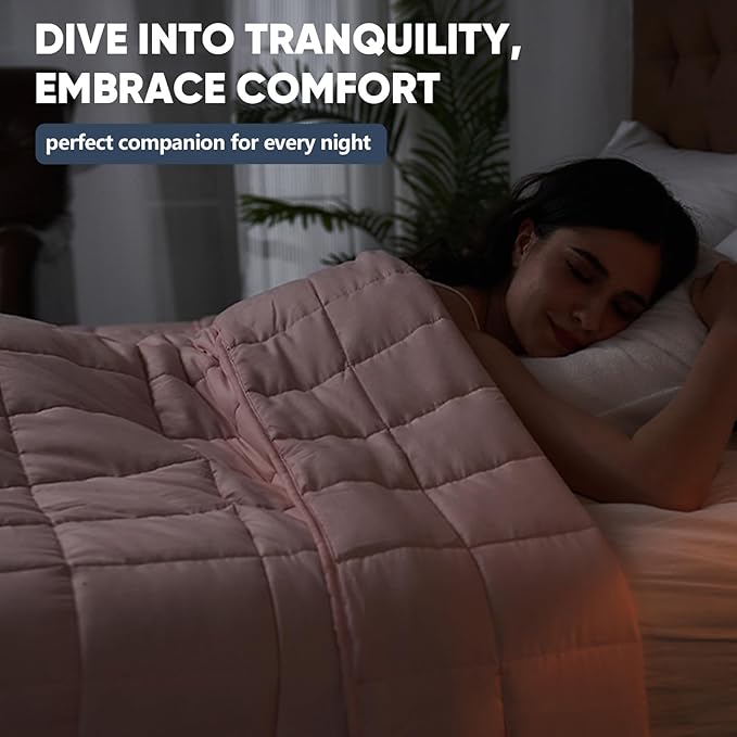 yescool King Size Weighted Blanket for Adults (25 lbs, 80” x 87”, Pink) Cooling Heavy Blanket for Sleeping Perfect for 240-260 lbs, Breathable Blanket for Adults & Couple All Season, Machine Washable