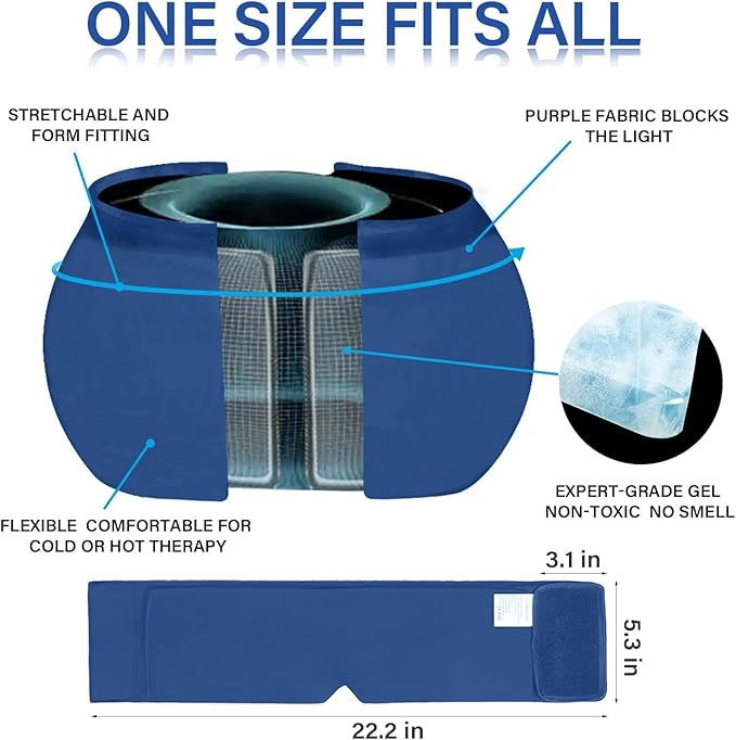 iTHERAU Migraine Relief Cap,Migraine Ice Head Wrap,Headache Ice Hat,Cold Therapy Headache Relief Cap for Migraine Eyes Mask Dark Blue Headache Ice Pack Stress Relief