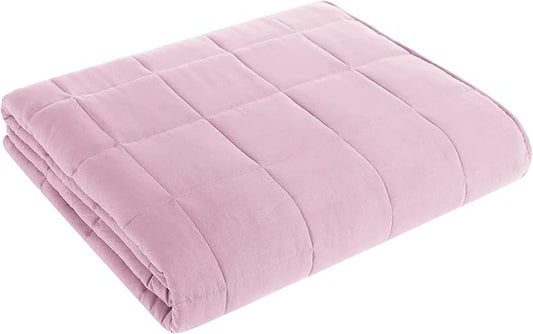 L'AGRATY Weighted Blanket - 80"x87" 25lbs Cooling Breathable Heavy Blanket Microfiber Material with Glass Beads Big Blanket for Adult All-season Summer Fall Winter Soft Thick Comfort Blanket