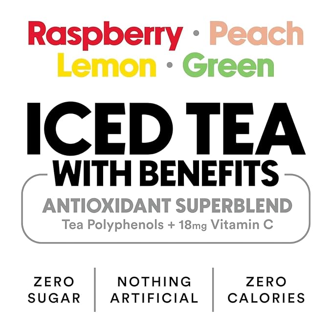 Ryl Iced Tea, Variety Pack, Antioxidant Superblend, No Artificial Ingredients, 16.0 Fl Oz (12-Pack)