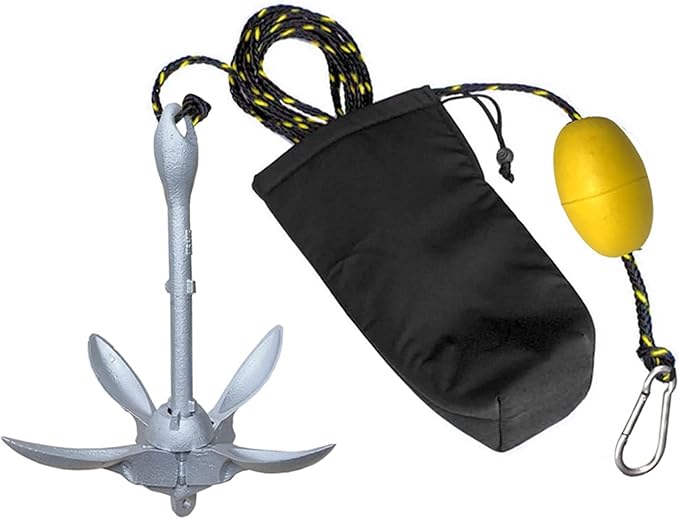 ISURE MARINE 1.5kg/3.5 lbs Boat Anchor ,Kayak Fishing Galvanized Anchor kit, Folding Anchor System for Kayak Canoes Accessories