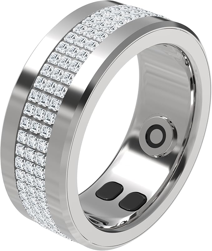 Jewels Smart Ring Health Tracker 18.2mm, 5 Days Working Time, Sports Mode, Sleep Monitor, Heart Rate, Calorie Counter, Blood Oxygen โ Silver