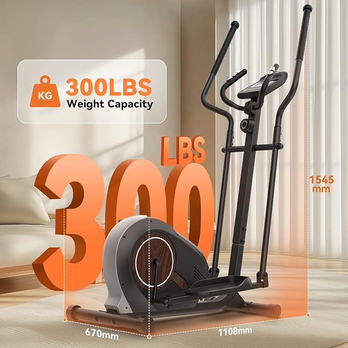 ANCHEER Elliptical Machine, Elliptical Exercise Machine with Quiet Magnetic Drive,14 Resistance Levels, Pulse Rate Monitor, LCD Monitor, 15.5IN Stride, Elliptical Trainer for Home