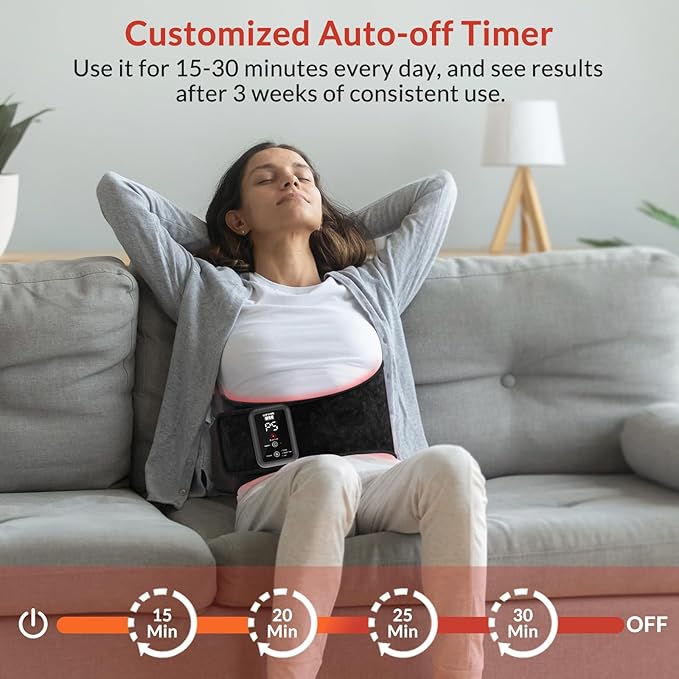 Red Light Therapy Belt, Infrared Light Therapy Device with Massage and Timer, Rechargeable 660nm&850nm Red Light Therapy for Body Pain Relief(7.9 * 47’‘)