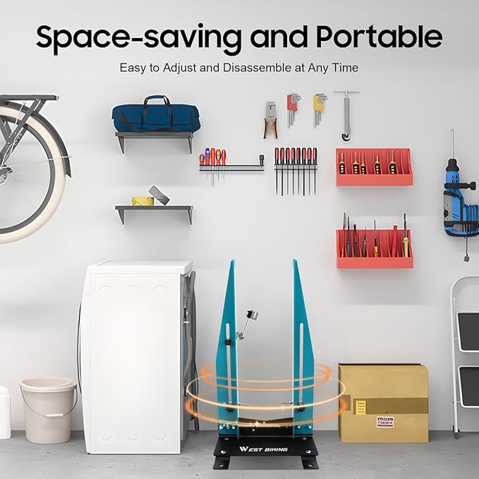 Bicycle Wheel Truing Stand, Bike Repair Truing Bearing Stand with 360° Swivel Dual Adjustment & Thickened Base, Professional Bicycle Wheel Repair Steel Bearing Bracket Rim for Wheels up to 3.5"-5.9"