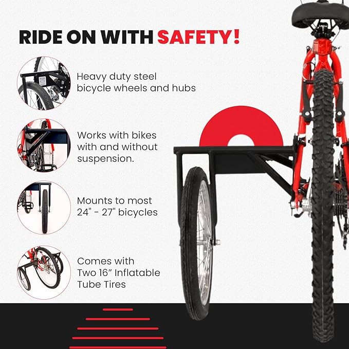 Bike USA Heavy-Duty Adult Training Wheels – Patented Stabilizer Kit for 24"–27" Bicycles, Supports 250+ lbs, Original Full-Size Bike Training Aid, Not for Electric or E-Bikes