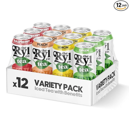 Ryl Iced Tea, Variety Pack, Antioxidant Superblend, No Artificial Ingredients, 16.0 Fl Oz (12-Pack)