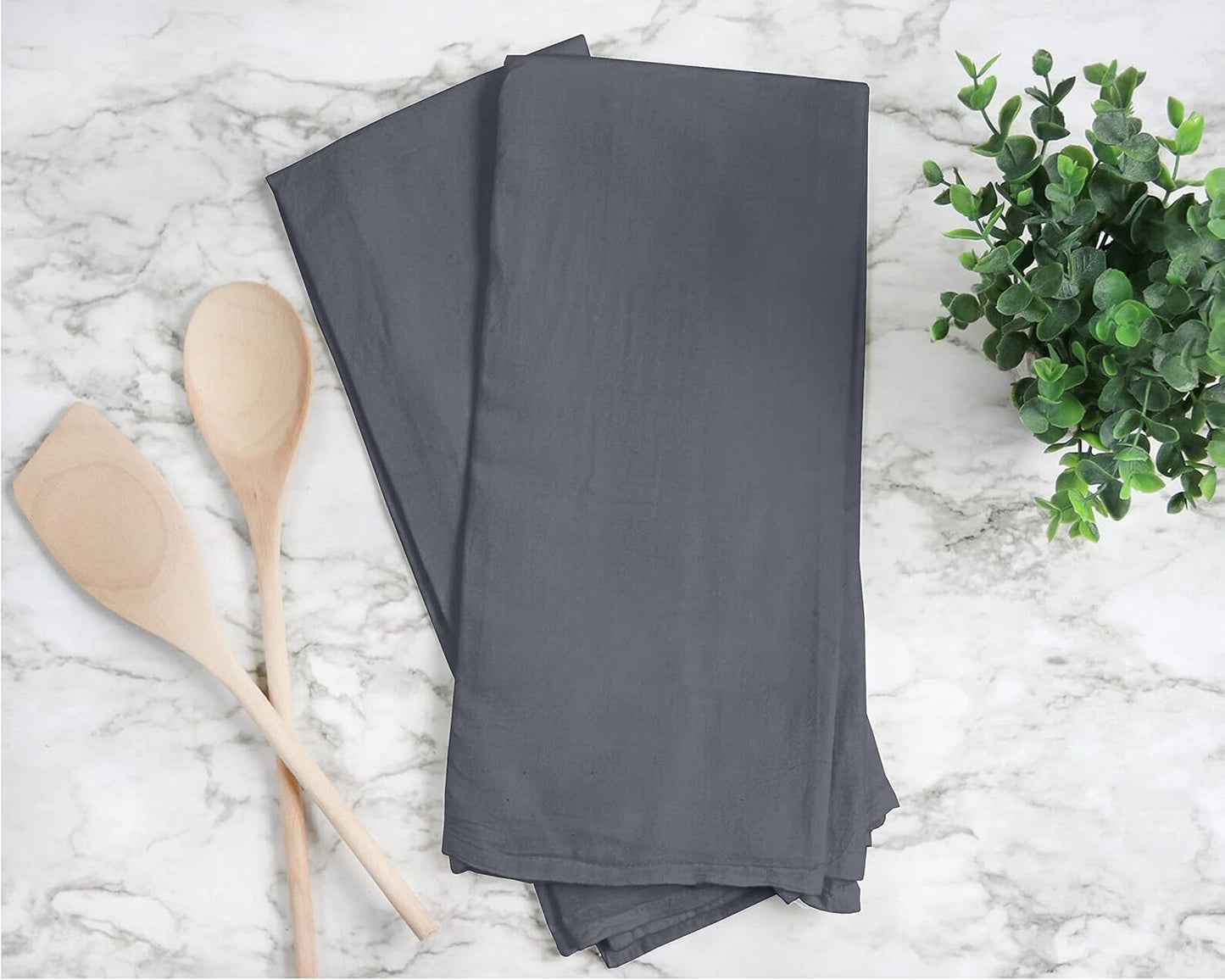 RUVANTI Flour Sack Towels 12 Pack 28 x 28 Inches, Ring Spun 100% Cotton Dish Towel, Machine Washable, Absorbent - Flour Sack Kitchen Towels for Drying and Cleaning - Grey