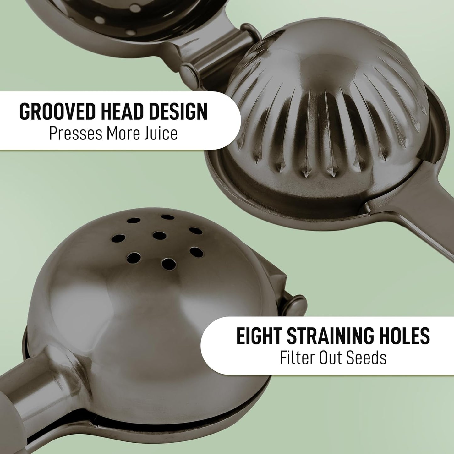 Zulay Kitchen Lemon Squeezer Stainless Steel - Premium Quality, Heavy Duty Solid Metal Squeezer Bowl - Large Manual Citrus Press Juicer and Lime Squeezer Stainless Steel - Black